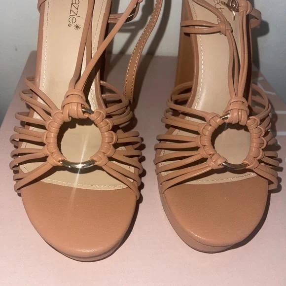Strappy Platform Sandals- camel/brown - Picture 3 of 3